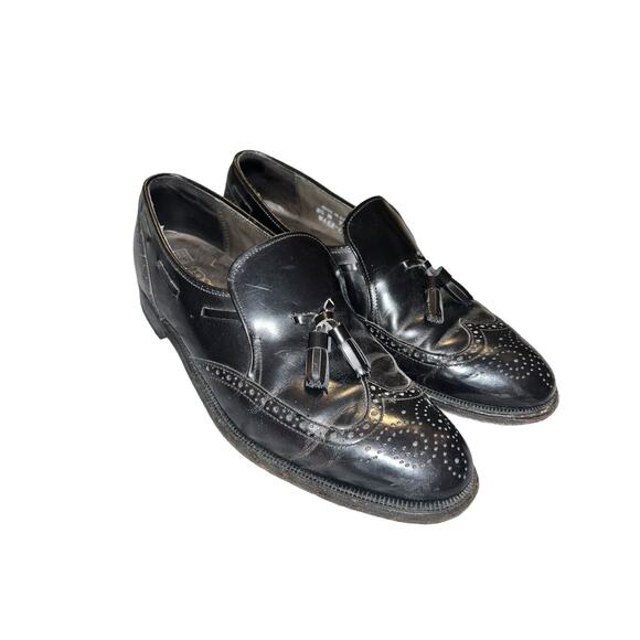 Dexter Other - DEXTER USA Mens Black Leather Loafers Slip-On Tassels Wingtip Shoes SIZE‎ 8.5M
